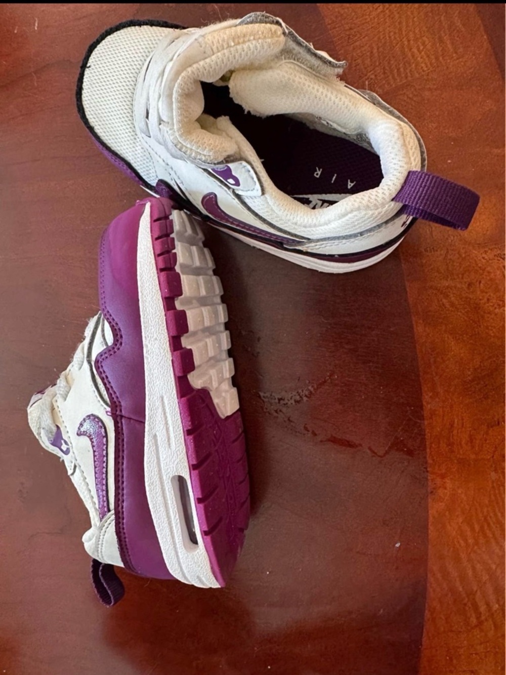 Nike Kids Easy Slip-On White and Purple Sneakers